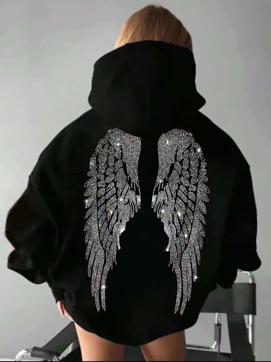 Sudadera con Capucha para Mujer con Alas de Ángel y Estampado